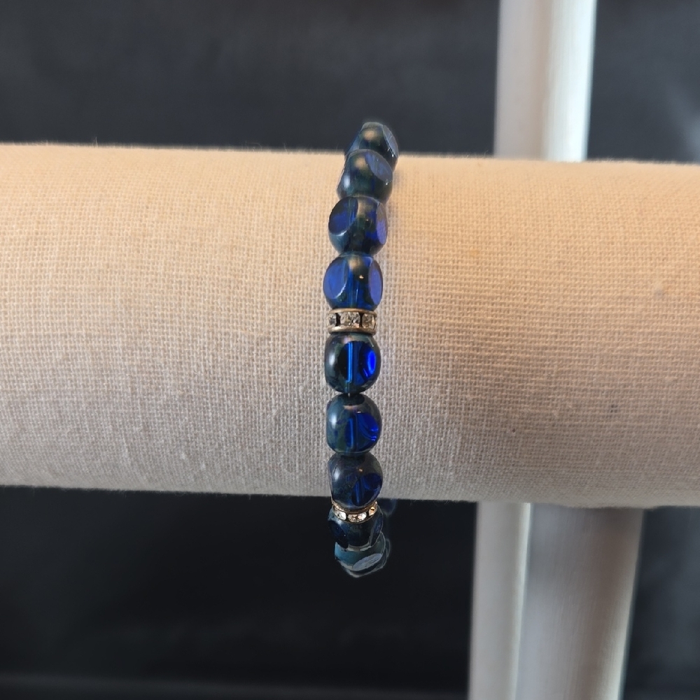 Alex And Ani Elegant Cobalt Blue Beaded Adjustable Bracelet